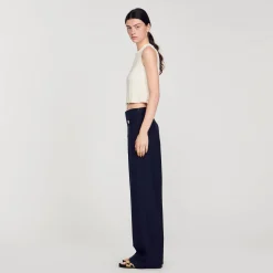 Costumes|Pantalons & Jeans*SANDRO Pantalon Large Bleu marine