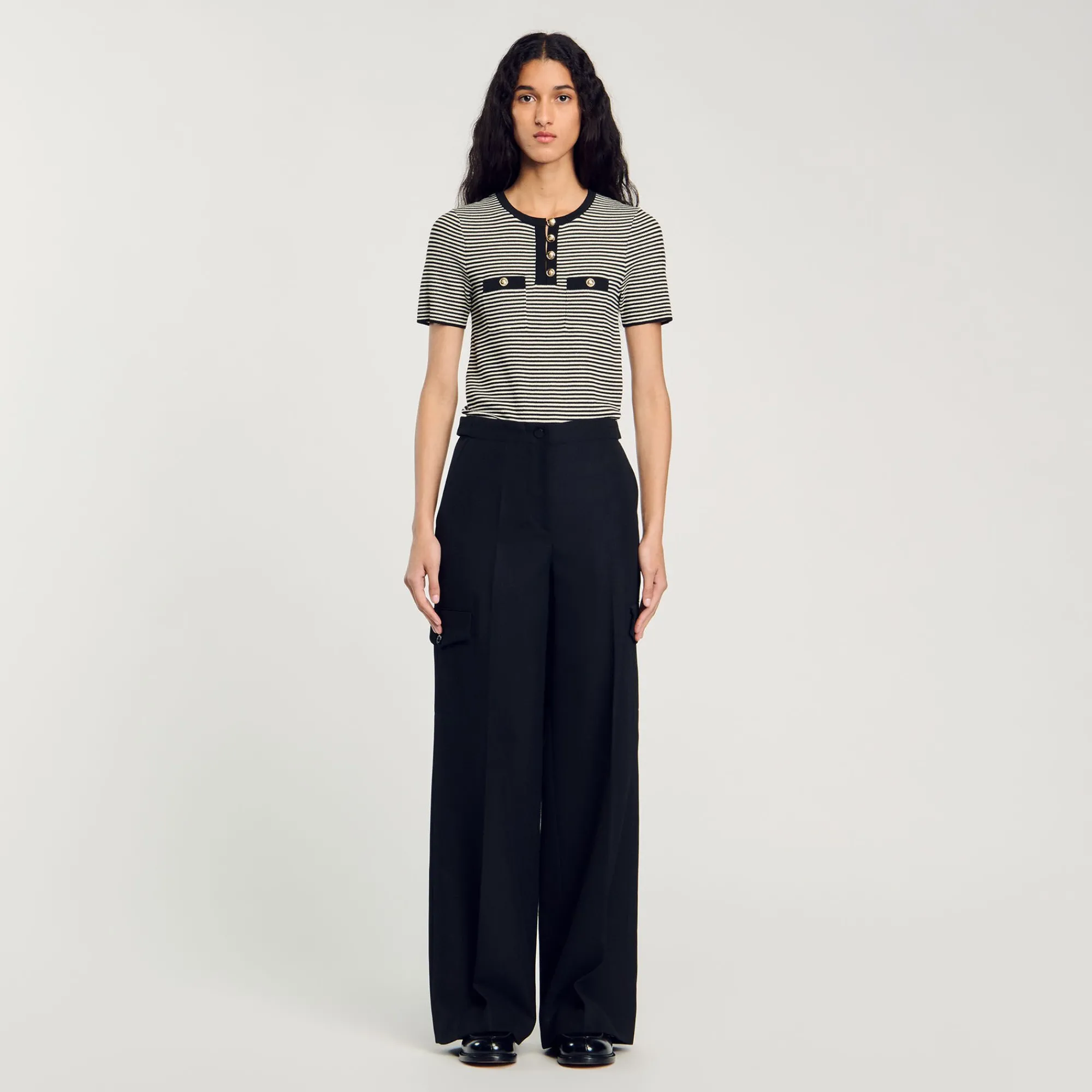 Pantalons & Jeans*SANDRO Pantalon Large Noir