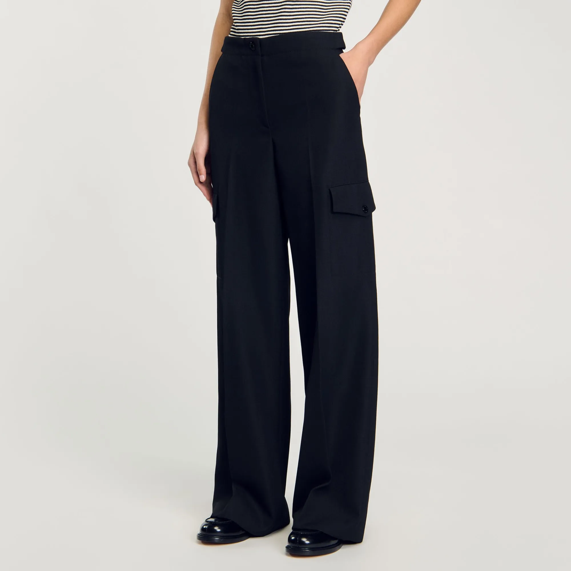 Pantalons & Jeans*SANDRO Pantalon Large Noir