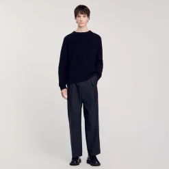 Pantalons & Shorts*SANDRO Pantalon Large à Plis Marine