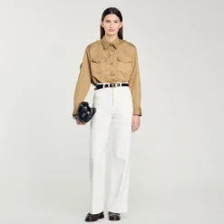 Pantalons & Jeans*SANDRO Pantalon Large En Toile blanc