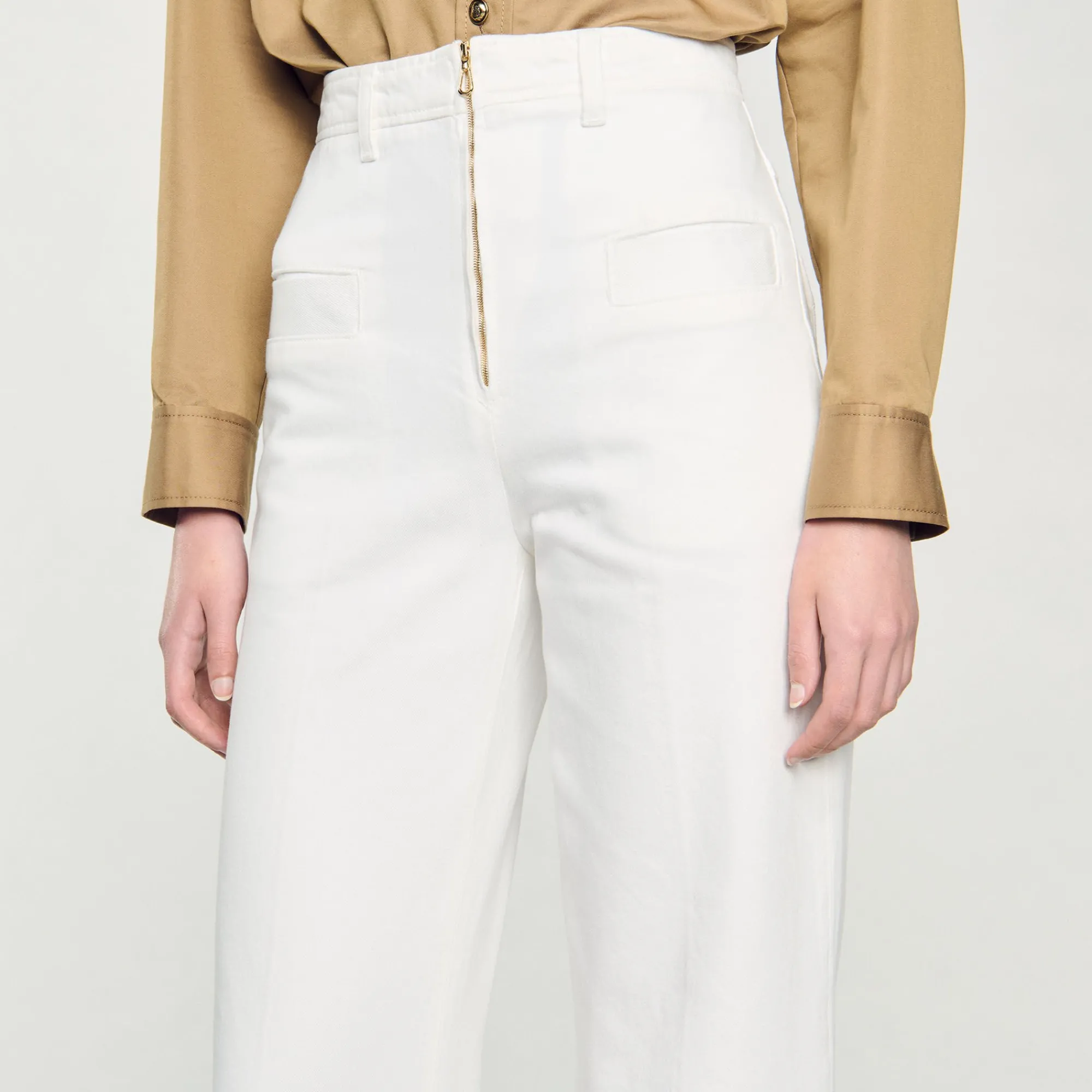 Pantalons & Jeans*SANDRO Pantalon Large En Toile blanc