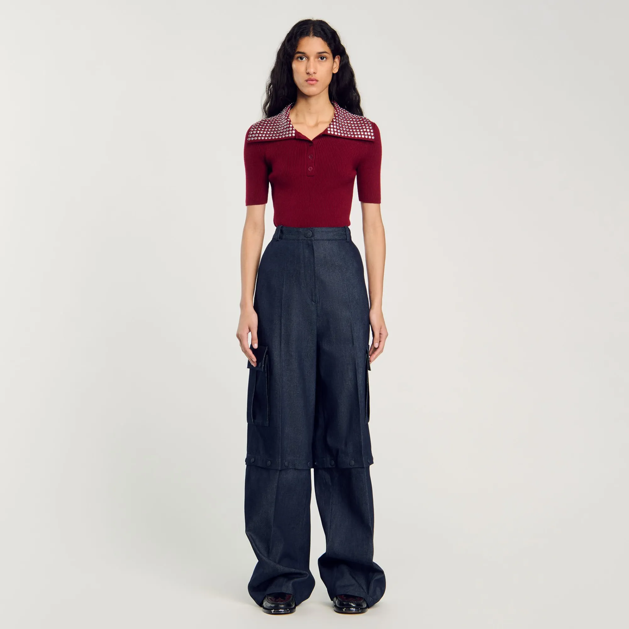 Pantalons & Jeans*SANDRO Pantalon Modulable En Jean Bleu brut