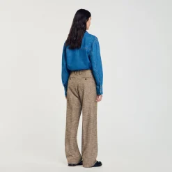 Ensembles|Pantalons & Jeans*SANDRO Pantalon Motif Pied De Poule Marron