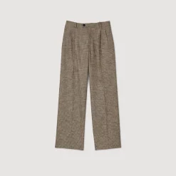 Ensembles|Pantalons & Jeans*SANDRO Pantalon Motif Pied De Poule Marron