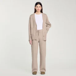 Ensembles|Pantalons & Jeans*SANDRO Pantalon Strassé En Maille Beige