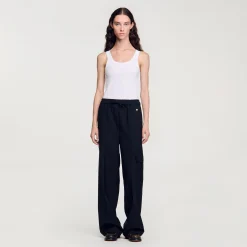 Pantalons & Jeans*SANDRO Pantalon Taille élastiquée Noir