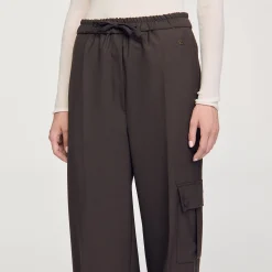 Pantalons & Jeans*SANDRO Pantalon Taille élastiquée Café