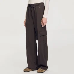 Pantalons & Jeans*SANDRO Pantalon Taille élastiquée Café