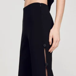 Pantalons & Jeans|Ensembles*SANDRO Pantalon évasé Ajouré Sur Les Côtés Noir