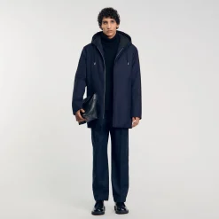 Manteaux & Blousons*SANDRO Parka Zippée à Capuche Marine