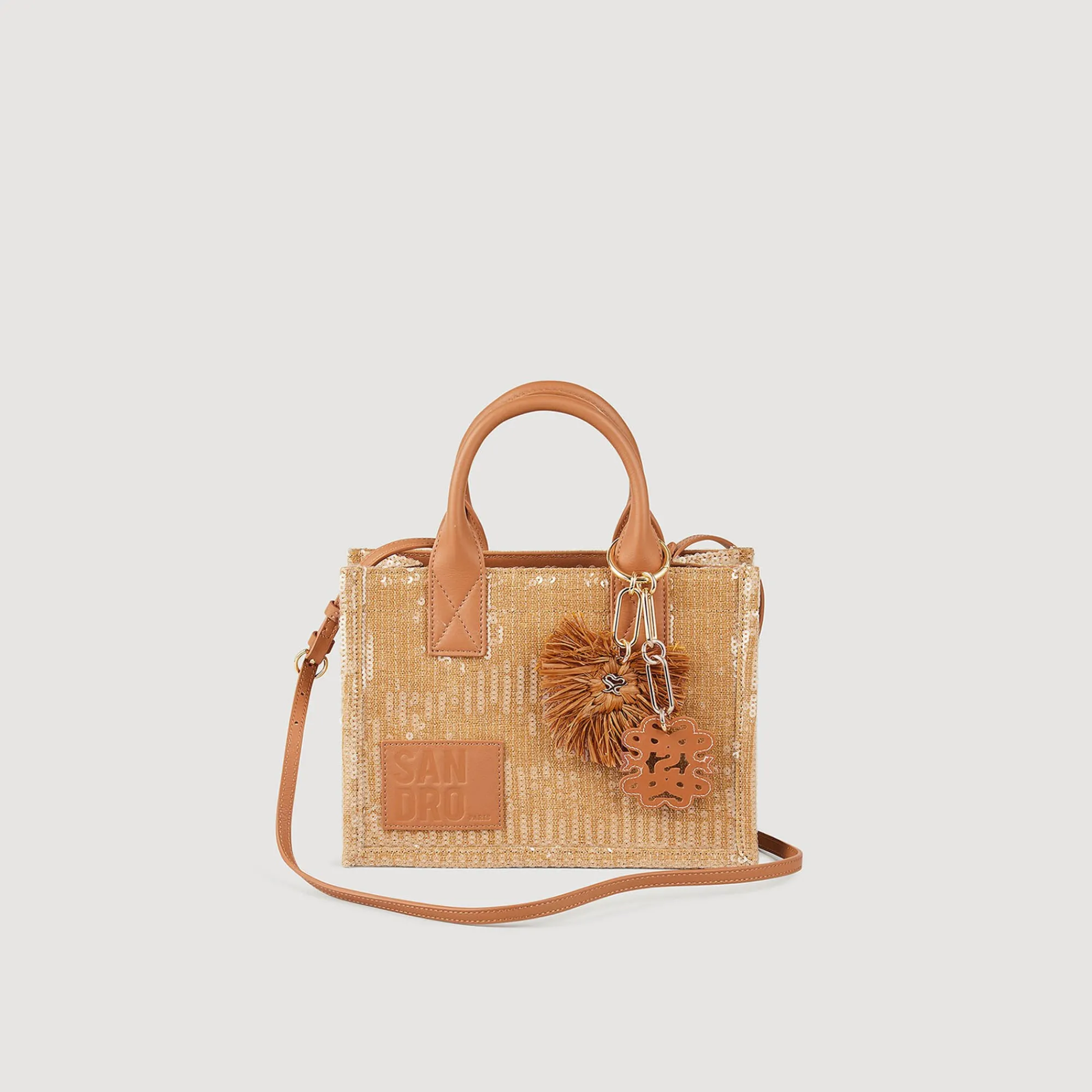 Sacs Cabas|Mini Sacs*SANDRO Petit Cabas Kasbah à Sequins Beige