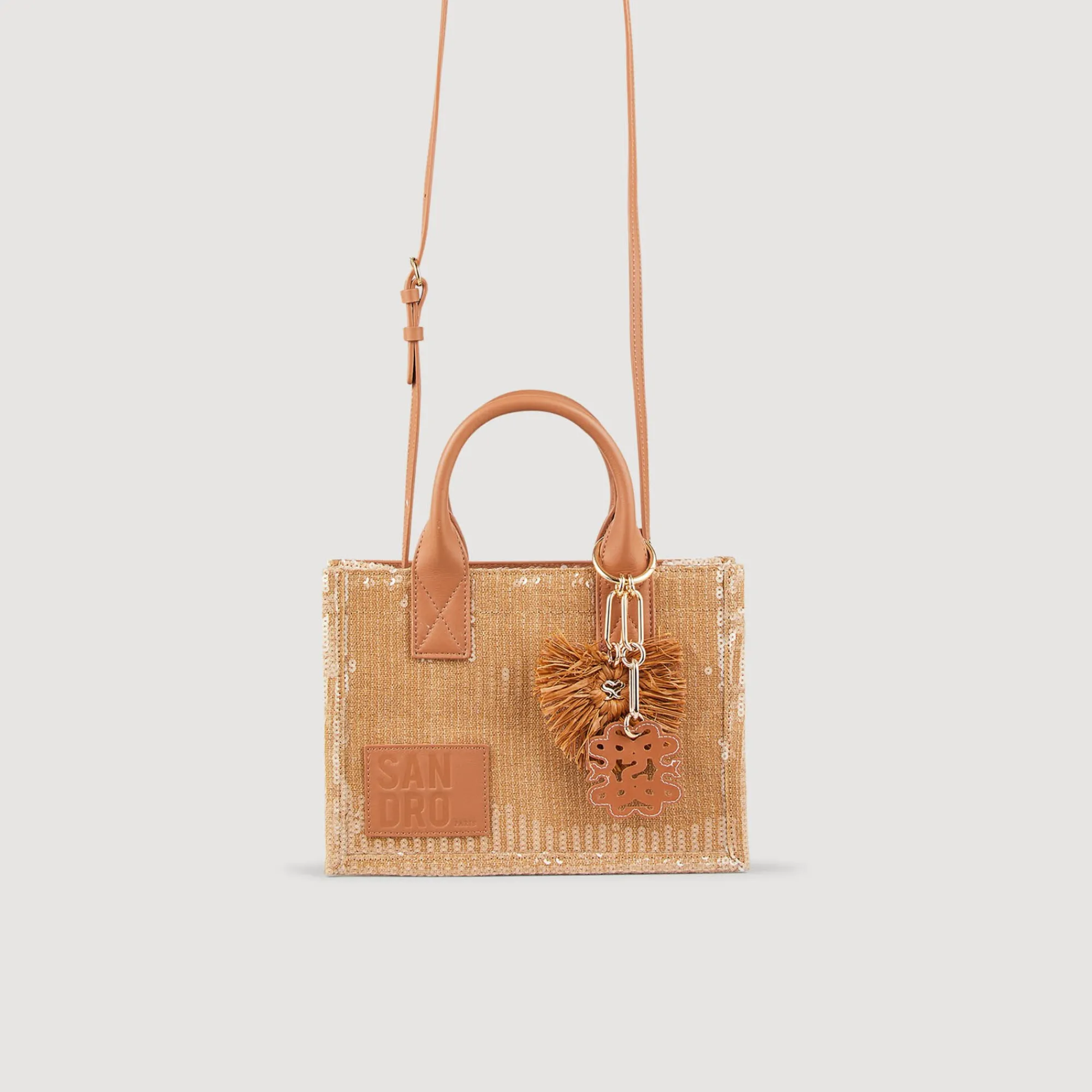 Sacs Cabas|Mini Sacs*SANDRO Petit Cabas Kasbah à Sequins Beige