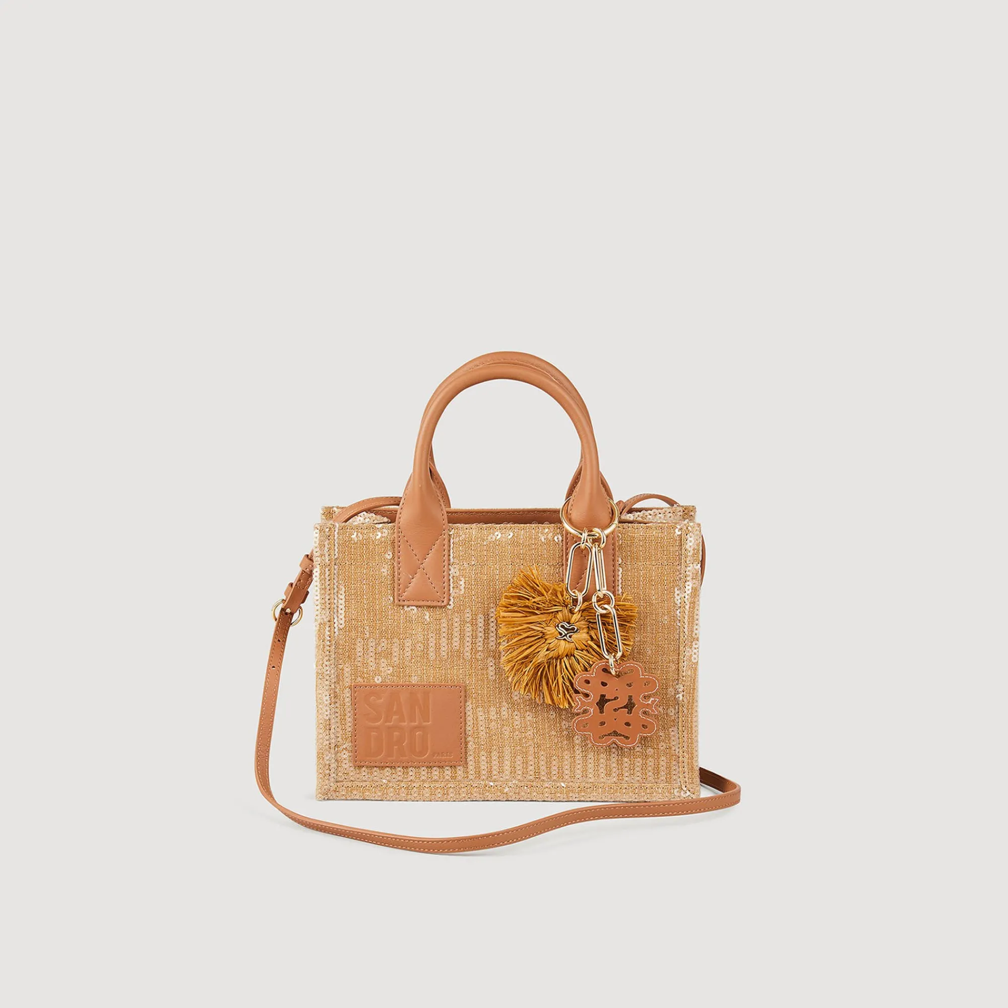 Sacs Cabas|Mini Sacs*SANDRO Petit Cabas Kasbah à Sequins Beige