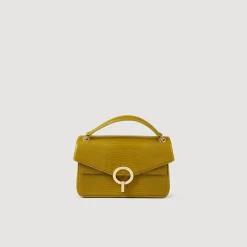 Sacs Porté Épaule|Mini Sacs*SANDRO Petit Sac Yza En Cuir Effet Lézard Vert Olive