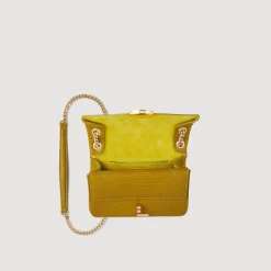 Sacs Porté Épaule|Mini Sacs*SANDRO Petit Sac Yza En Cuir Effet Lézard Vert Olive