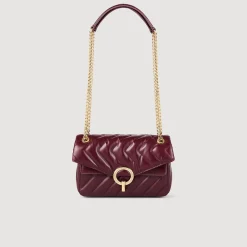 Sacs Porté Épaule|Sacs À Bandoulière*SANDRO Petit Sac Yza En Cuir Lisse Bordeaux