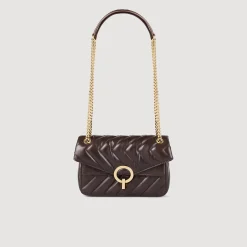 Sacs Porté Épaule|Sacs À Bandoulière*SANDRO Petit Sac Yza En Cuir Lisse Marron
