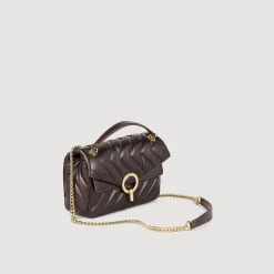 Sacs Porté Épaule|Sacs À Bandoulière*SANDRO Petit Sac Yza En Cuir Lisse Marron