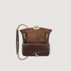 Sacs Porté Épaule|Sacs À Bandoulière*SANDRO Petit Sac Yza En Cuir Lisse Marron