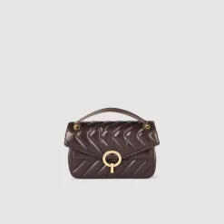 Sacs Porté Épaule|Sacs À Bandoulière*SANDRO Petit Sac Yza En Cuir Lisse Marron