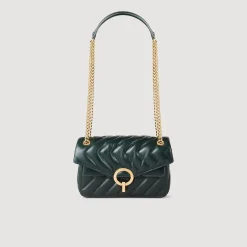 Sacs Porté Épaule|Sacs À Bandoulière*SANDRO Petit Sac Yza En Cuir Lisse Vert forêt