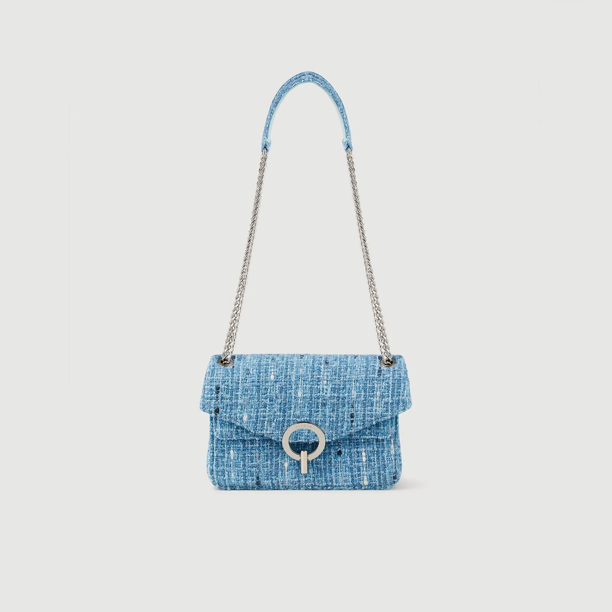 Sacs Porté Épaule|Mini Sacs*SANDRO Petit Sac Yza En Tweed Bleu