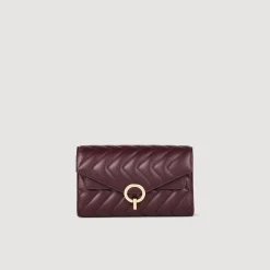 Sacs Porté Épaule|Sacs À Bandoulière*SANDRO Pochette Crossbody En Cuir Bordeaux