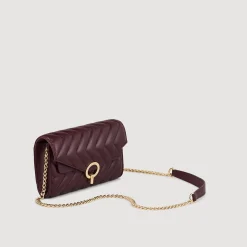 Sacs Porté Épaule|Sacs À Bandoulière*SANDRO Pochette Crossbody En Cuir Bordeaux