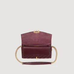 Sacs Porté Épaule|Sacs À Bandoulière*SANDRO Pochette Crossbody En Cuir Bordeaux