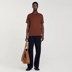 T-Shirts & Polos*SANDRO Polo En Lin Chocolat
