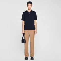 T-Shirts & Polos|Pulls & Gilets*SANDRO Polo En Maille à Col Zippé Noir