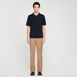 T-Shirts & Polos|Pulls & Gilets*SANDRO Polo En Maille à Col Zippé Noir