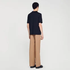 T-Shirts & Polos|Pulls & Gilets*SANDRO Polo En Maille à Col Zippé Noir