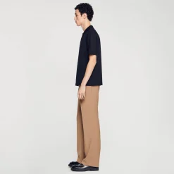 T-Shirts & Polos|Pulls & Gilets*SANDRO Polo En Maille à Col Zippé Noir