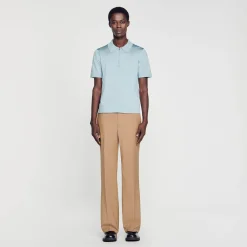 T-Shirts & Polos|Pulls & Gilets*SANDRO Polo En Maille à Col Zippé Bleu Ciel