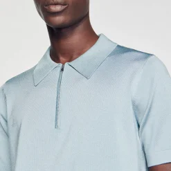 T-Shirts & Polos|Pulls & Gilets*SANDRO Polo En Maille à Col Zippé Bleu Ciel