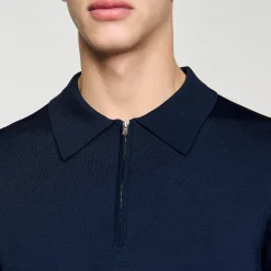 Pulls & Gilets|T-Shirts & Polos*SANDRO Polo En Maille à Col Zippé Marine