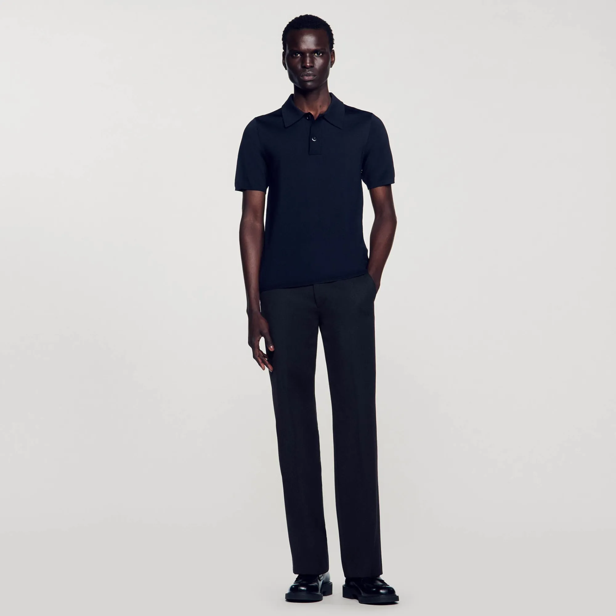 T-Shirts & Polos|Pulls & Gilets*SANDRO Polo En Maille à Manches Courtes Noir