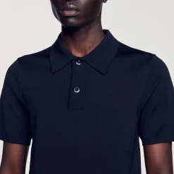 T-Shirts & Polos|Pulls & Gilets*SANDRO Polo En Maille à Manches Courtes Noir