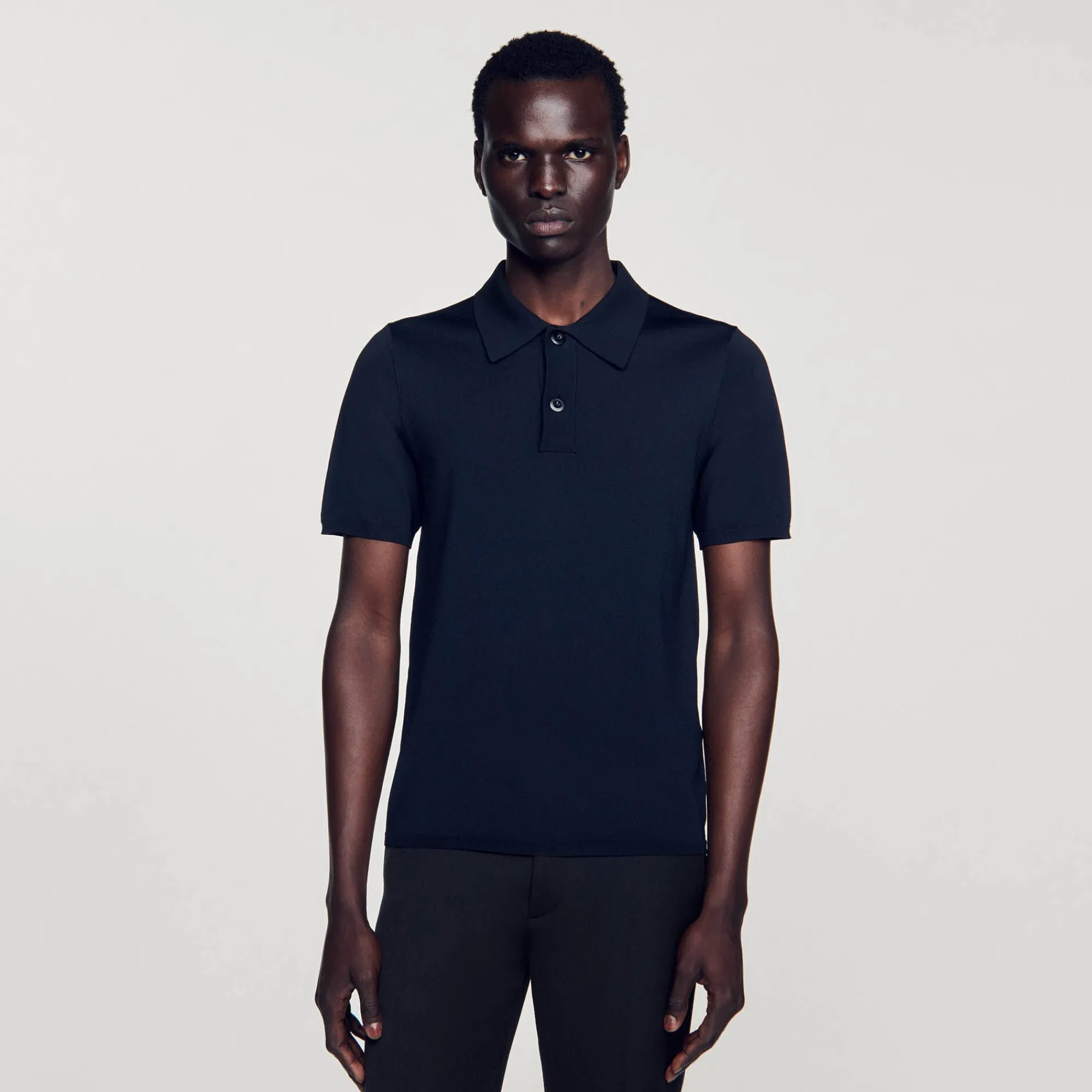 T-Shirts & Polos|Pulls & Gilets*SANDRO Polo En Maille à Manches Courtes Noir