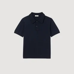 T-Shirts & Polos|Pulls & Gilets*SANDRO Polo En Maille à Manches Courtes Marine