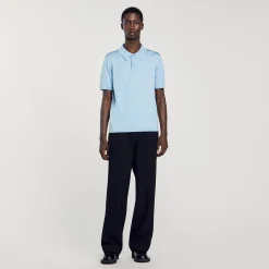 Pulls & Gilets|T-Shirts & Polos*SANDRO Polo En Maille à Manches Courtes Bleu jean