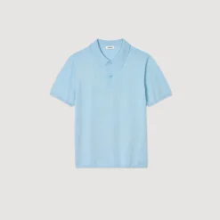 Pulls & Gilets|T-Shirts & Polos*SANDRO Polo En Maille à Manches Courtes Bleu jean