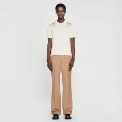T-Shirts & Polos|Pulls & Gilets*SANDRO Polo En Maille à Manches Courtes Creme