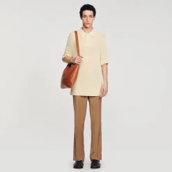 T-Shirts & Polos|Pulls & Gilets*SANDRO Polo En Maille Ajourée Beige