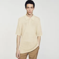 T-Shirts & Polos|Pulls & Gilets*SANDRO Polo En Maille Ajourée Beige