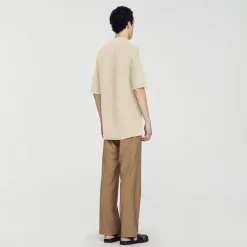 T-Shirts & Polos|Pulls & Gilets*SANDRO Polo En Maille Ajourée Beige