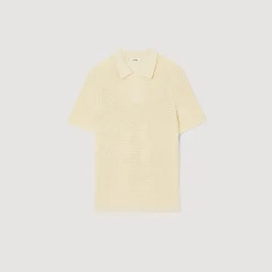 T-Shirts & Polos|Pulls & Gilets*SANDRO Polo En Maille Ajourée Beige