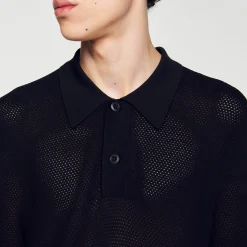 T-Shirts & Polos|Pulls & Gilets*SANDRO Polo En Maille Ajourée Noir
